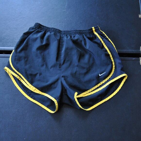 Nike Medium Dri Fit Black and Yellow Running Shorts - Picture 1 of 6